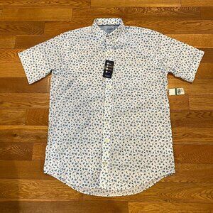 Izod Hawaiian Shirt Button Up Flower Hibiscus Pineapple LT Stretch Quick DryNWT